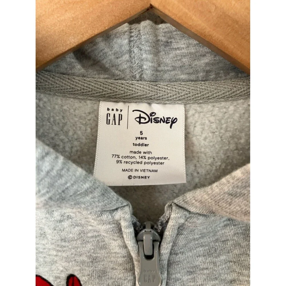 Gap x Disney 5y Minnie Mouse Grey Zip-Up Hoodie Red Bow and Ears